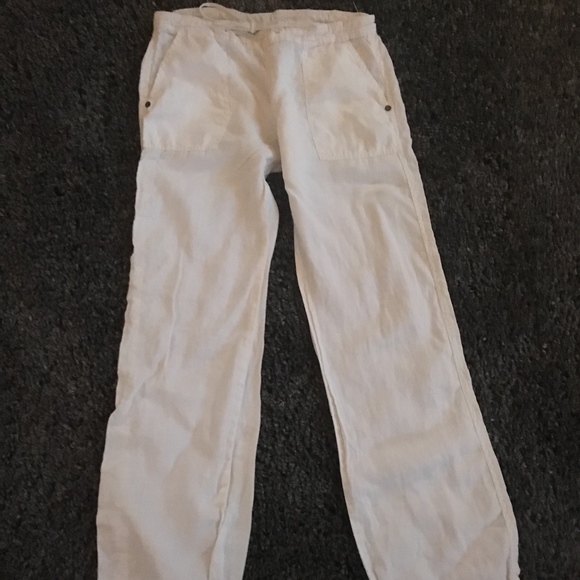 Michael Stars Pants - Michael Stars White Linen Tie Pants Small/Medium